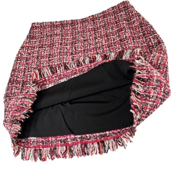 TALBOTS Rose Pink Boucle Tweed Fringe Wool Blend Skirt Women's Size 10P - Picture 6 of 11